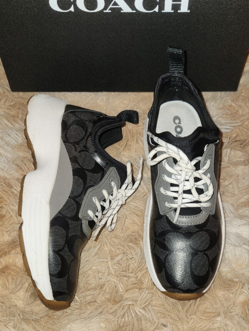 Coach Black and Gray Signature Sneaker - Picture 2 of 5